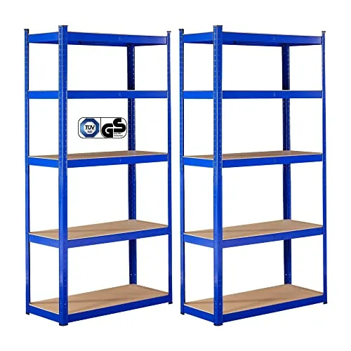 Arebos Schwerlastregal 2er Set | 875kg Tragkraft | Einfache Montage - Lagerregale mit 5 robusten MDF-Platten, ideal für Keller, Garage oder Büro. Höhlenverstellbare Ebenen und schnelles Stecksystem für flexible Nutzung.