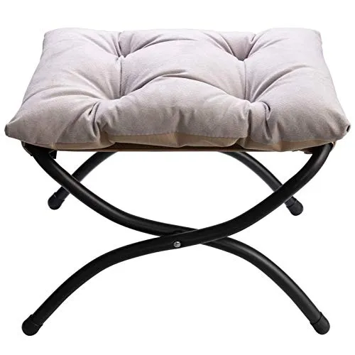 HollyHOME Klappbarer Fußhocker mit Metallbeinen in grau von HollyHOME