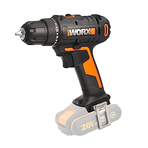 WORX WX100.9 Akku Bohrschrauber 20V – Leistungsstarker Allrounder - Akkuschrauber mit 20+1 Drehmomentstufen bis zu 30Nm und LED-Licht, ideal für präzises Bohren und Schrauben in verschiedenen Materialien.