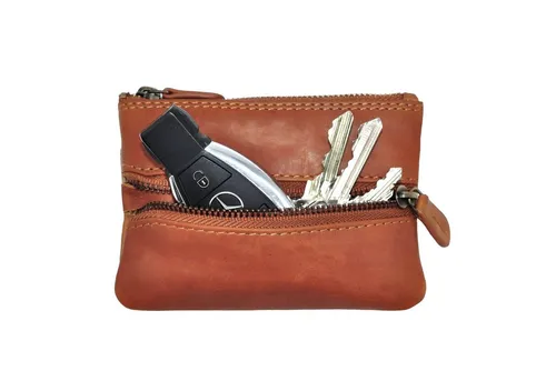 Benthill Schlüsseltasche Echt Leder Schlüsseletui Klein Schlüsselmäppchen Damen & Herren, Münzfach Reißverschlussfach Inklusive Münzfach