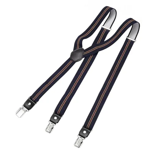 DonDon Hosenträger Herren mit Streifen schmal 2,5 cm in blau von DonDon