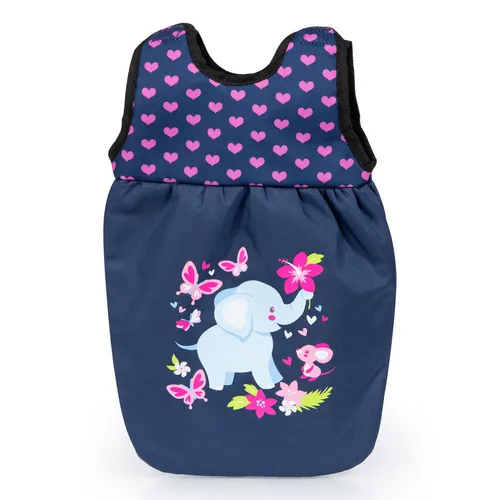 Bayer Design 62154AC Puppenschlafsack - Schlafsack für Babypuppen bis 43 cm, kuschelweich in Blau mit Elefant, fördert Kreativität und süße Puppenträume