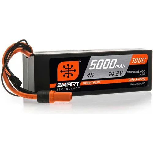 Spektrum 14.8V 5000mAh 4S 100C Smart Hardcase LiPo-Akku - RC Batterien mit hoher Leistung von 100C, ideal für anspruchsvolle Modelle und lange Flugzeiten.