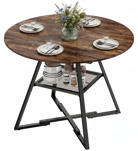Homcom Runder Esstisch, 100 cm, Braun, 4-Sitzer