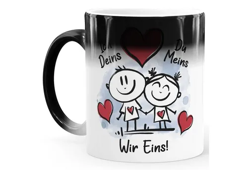 SpecialMe Tasse Kaffee-Tasse Farbwechsel Liebe verliebte Strichmännchem Spruch Ich, Keramik