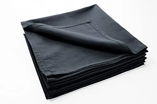 jilda-tex Pack Servietten-Set Stone-Washed Renforce Tischwäsche Lissabon 100% Bio-Baumwolle Knitterlook Bügelfrei Uni Leinen-Optik GOTS Made in Green (Anthrazit, 6er Set (6X 42x42 cm))