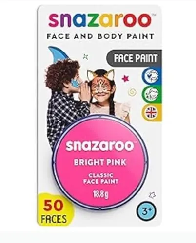 Snazaroo 1119058 Schminkfarbe - Leuchtrosa , 18ml Blister - hautfreundliche Gesichtschminke auf Wasserbasis, wasservermalbar, parabenfrei, Face & Bodypaint Farbe für Kinder & Erwachsene