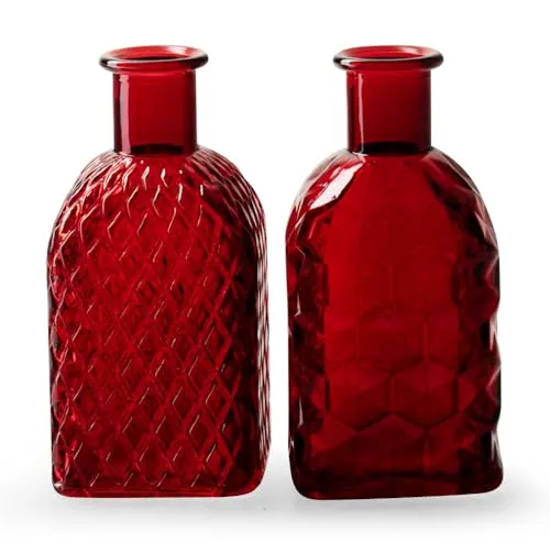 2er Set Glasflaschen R&B quadratisch rot H:13,5 cm in rot von itsisa