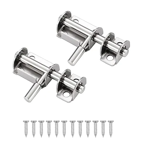 Stück Edelstahl Türriegel Mini Verschluss Riegel 65mm Bolzenriegel Grendelriegel Riegelschloss Verriegelung Schieberiegel für Badezimmer Schuppen Schlafzimmer (Inklusive Schrauben) 2