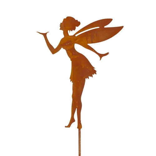 CIM Edelrost Deko Pflanzenstecker küssende Fee Höhe: 52cm Gartenfigur Gartendeko