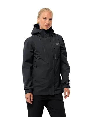 Jack Wolfskin JASPER 2L JKT W - Wasserdichte Hardshell Jacke für Damen - Wasserdichte Hardshell Jacke mit abnehmbarer Kapuze, ideal für Outdoor-Aktivitäten und optimalem Wetterschutz.