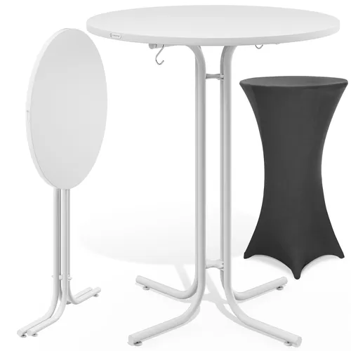 Casaria Stehtisch Ø80cm klappbar mit Husse - Eleganter klappbarer Stehtisch für Innen- und Außenbereich, 110 cm hoch mit 80 cm Durchmesser. Inklusive Husse in verschiedenen Farben, ideal für Feiern und Hochzeiten, leicht zu reinigen und platzsparend verstaut.