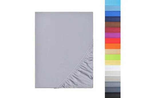 NatureMark Spannbettlaken Microfaser Spannbettlaken, Polyester, Gummizug: rundum, viele Größen und Farben Markenware, 90x200cm, Silber grau