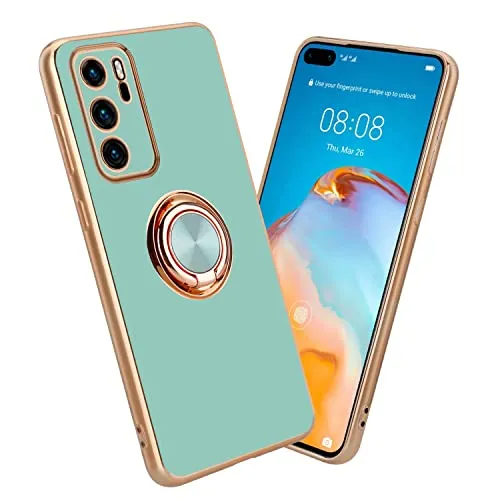 Cadorabo Hülle kompatibel mit Huawei P40 Schutzhülle TPU Silikon Case mit Ring Design mit Kameraschutz Slim Kratzfest Weiche Gummi mit Rundumschutz Case Hülle für Huawei P40 in Türkis