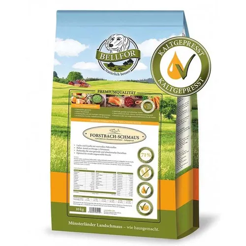 Bellfor Forstbach Schmaus Hundefutter 10kg - Getreidefreies, kaltgepresstes Trockenfutter mit Lachs, reich an Omega 3 für gesunde Haut und glänzendes Fell. Ideal für Hunde aller Größen.