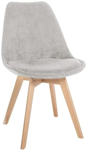 CLP Esszimmerstuhl Linares beige/Cord - Stuhl aus stabilem Kunststoff und bequemem Cordbezug, ideal für stilvolle Esszimmer. Pflegeleichte Materialien ermöglichen mühelose Reinigung und ein modernes 4-Fuß Holzgestell sorgt für Stabilität.