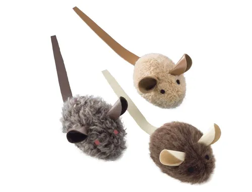 Nobby Katzenspielzeug Plüschmaus mit Lederschwanz 6 cm - 3 Stk.
