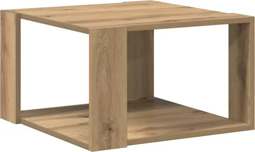 vidaXL Couchtisch Eiche Artisan 51,5x51,5x30 cm - Beistelltisch fürs Wohnzimmer, minimalistisches Design aus massiver Eiche mit praktischem Stauraum und kratzfestem mattem Finish, ideal für moderne Wohnräume.