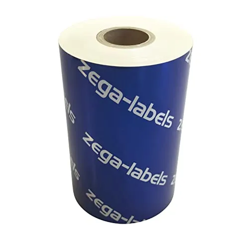 zega-labels Thermotransfer Farbband WEISS 110 mm x 300 m - zega color xtreme (Harz Kratzfest) - Farbseite AUSSEN - für PE-/PP-/PET-Folie Polyesterfolie - 1 Zoll Kern Ø 25 mm für Zebra ZT-Serie/ZD421T