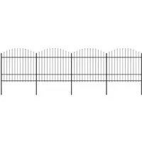 vidaXL Gartenzaun mit Speerspitzen aus Stahl, Schwarz (1,5 - 1,75 m) - Metallzaun mit 6,8 m Länge, stabil und langlebig. Bietet hohe Sicherheit und Privatsphäre durch dekorative Speerspitzen und einfache Montage.