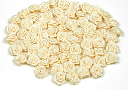 Creativery Streudeko, Satinrosen 15mm zum Basteln & Aufnähen 100 Stück