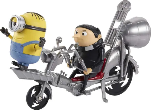 Minions Mattel GMF15 - Gru mit Pedal-Power, ca. 16 cm groß, bewegliche und interaktive Actionfigur mit Zubehörteilen aus dem Film, tolles Geschenk für Fans ab 4 Jahren[Exklusiv bei Amazon]