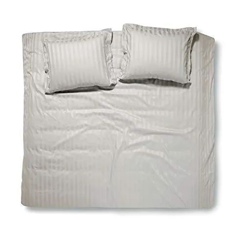 damai Bettwäsche Streifsatin 135x200 cm, 155x220 cm oder 200x200 cm - Elegante 3-teilige Bettwäsche aus Mako-Satin mit Reißverschluss, pflegeleicht und OEKO-TEX® zertifiziert, für einen erholsamen Schlaf in stilvollem Grau.