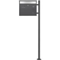 ML-DESIGN Standbriefkasten mit Zeitungsfach und Ständer - Stylischer Briefkasten aus pulverbeschichtetem Edelstahl, wetterfest und rostfrei. Inkl. Standfuß für einfache Montage ohne Bohrungen, schützt Ihre Post zuverlässig vor Feuchtigkeit.