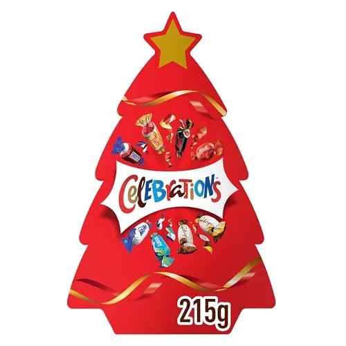 Celebrations Weihnachtsbaun 215 g I Pralinenmischung Milchschokolade mit Mars, Twix, Bounty, Snickers u.v.m. zum Verschenken und Teilen