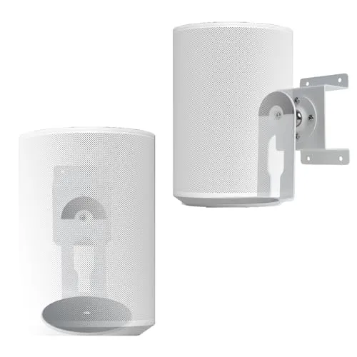 shinar Metall 2er Set Wandhalterung Kompatibel mit Sonos Era 100,Schwenkbar bis zu 360°,Neigbar -70°/+70°(Rauf und runter, Links und rechts) Rotation ohne Stellschrauben Max.12 kg Weiß