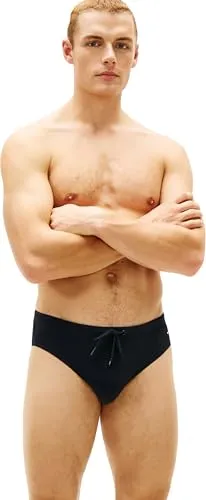 Tommy Hilfiger Herren Badehose Brief mit Tunnelzug, Blau (Desert Sky), M - Bequeme und stilvolle Badehose von Tommy Hilfiger für aktive Männer. Der elastische Bund sorgt für optimalen Sitz und Komfort. Ideal für Strand und Pool, aus recyceltem Material für nachhaltigen Genuss.