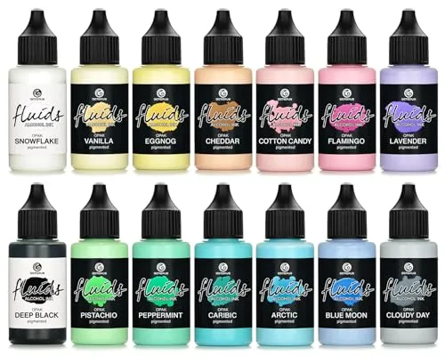 Octopus 14x 30ml Fluids Alcohol Ink Set OPAK, pigmentierte Alkoholtinte, deckend auf hellen und dunklen Untergründen