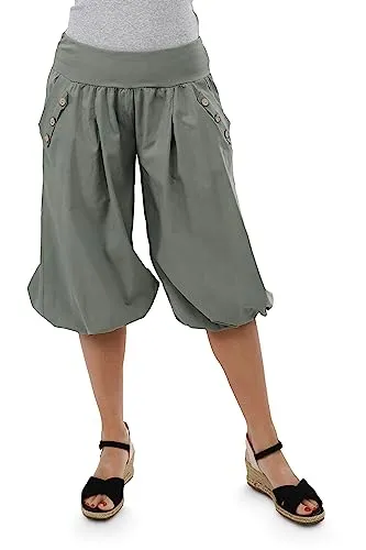 Malito Damen Caprihose - Bequeme Baumwoll-Pumphose für den Sommer - Damen-Hosen: Leichte, stylische Caprihose aus 95% Baumwolle, ideal für Freizeit und Bewegung, mit elastischem Rippbund für perfekten Sitz.