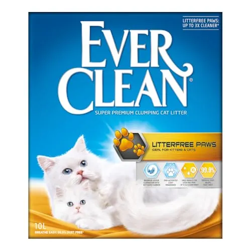 Ever Clean Litterfree Paws - Katzenstreu 10 Liter, 99,9 % staubfrei und reduziert das Herumtragen von Streu für sauberere Pfoten