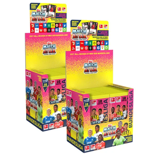 Topps Match Attax Bundesliga 2022/23 - 2 Display (72 Booster) - Sammelkarten-Set der Bundesliga 2022/23, ideal für Fußballfans und Sammler. Enthält 72 Booster für spannende Spielerlebnisse und Taktikspiel.