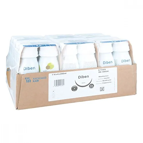 Diben Drink Mischkarton (1.5 Kcal/Ml) 4800 ML - Arzneimittel für besondere medizinische Zwecke zur Unterstützung bei Mangelernährung, ideal für Diabetiker mit gestörter Glukosetoleranz. Enthält wichtige Vitamine und Mineralstoffe.