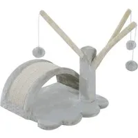 PawHut Kratzbaum für Katzen - Hellgrau mit Plüsch und Sisal - Kratzbaum für Katzen mit vielen Möglichkeiten zum Spielen, Kuscheln und Schlafen. Mit hochwertigem Plüsch bezogen und 3 Spielbällen, ideal für kleine Räume.