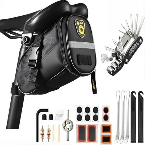 Fahrrad Reparatur Set, JOLY FANG 16-in-1 Fahrrad-Multitool Satteltasche Fahrrad Multifunktionswerkzeug Pocket für Mountainbikes und Rennräder