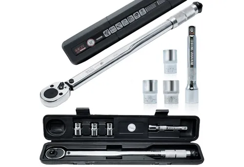 Drehmomentschlüssel Auto Set 1/2 Zoll mit Nüssen - Schlüssel-Set für präzises Arbeiten: Hochwertiger 1/2 Zoll Drehmomentschlüssel mit TÜV SÜD GS Zertifizierung, inklusive 17mm, 19mm, 21mm Stecknüsse und Verlängerungsstab für vielseitigen Einsatz.