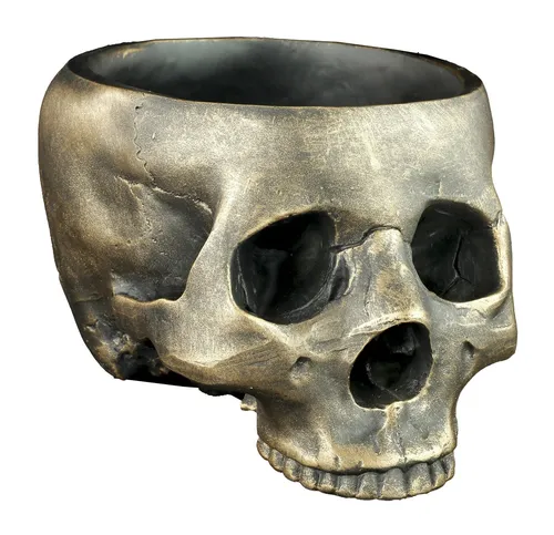 Gothic Totenkopf Schale - Handbemalte Deko Figur - Kopfskulpturen mit einzigartigem Design: Diese handbemalte Totenkopf Schmuck-Schale ist ein echter Blickfang für Gothic-Liebhaber.