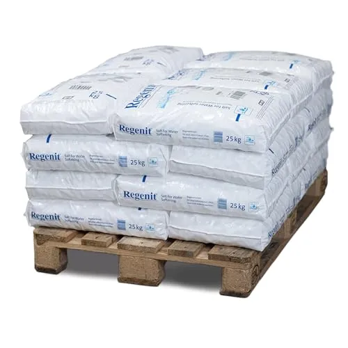 Regenit® 12 x 25 kg Siedesalztabletten für Wasserenthärter - Reinigungsmittel für Elektrolyseanlagen, optimiert die Lebensdauer Ihrer Haushaltsgeräte und beugt Kalkablagerungen vor. Ideal für weiches Wasser und hohe Effizienz.