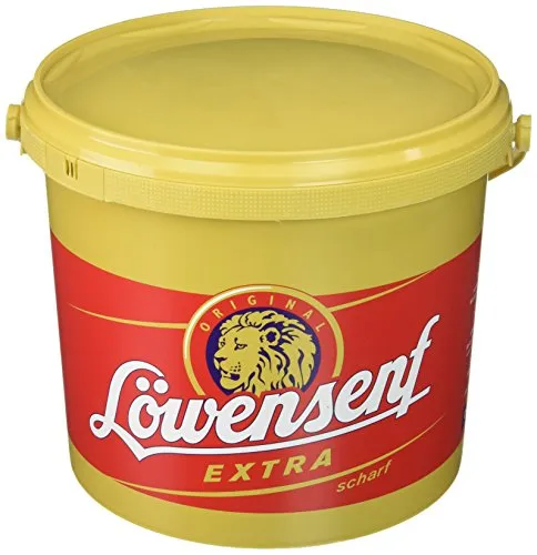 Löwensenf Extra Scharf 5kg - Der perfekte Genuss - Senf in Extra Scharf, ideal für Grillpartys und zum Verfeinern von Gerichten. Ein Muss für Liebhaber intensiver Aromen!