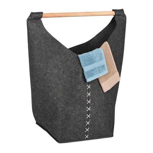 Wäschesammler Filz Wäschekorb - Grau - Wäschekörbe aus robustem Filz, ideal für Schmutzwäsche mit einer Kapazität von 40-75 L und praktischen Griffen für einfachen Transport.