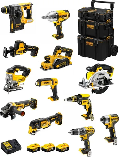 DeWALT Kit DWK1202 - 12 Teile für Profis - Umfassendes Werkzeugset für Profis: 12 leistungsstarke Werkzeuge mit bürstenloser Technologie für maximale Effizienz und Langlebigkeit. Perfekt für alle Anwendungen auf der Baustelle.