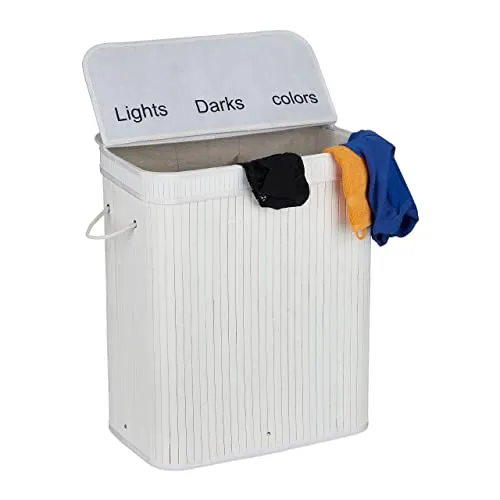 Wäschesortierer Wäschekorb 3 Fächer aus Bambus 30 Liter - Wäschekorb aus Bambus mit 3 Fächern für optimale Sortierung, ideal für jedes Zuhause und umweltfreundlich.