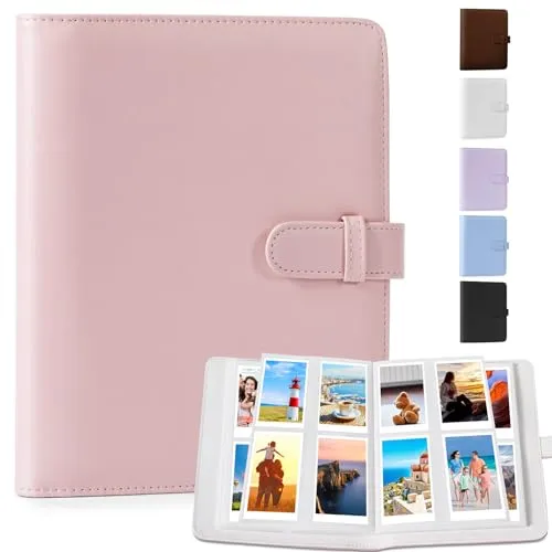 DUNSOO Fotoalbum, 256 Pockets Instax Mini Fotoalbum, Polaroid Album Mini Film/Polaroid Zink Fotopapier/Kodak Zink Fotopapier, Max Passt Fujifilm 95x63mm (Rosa)