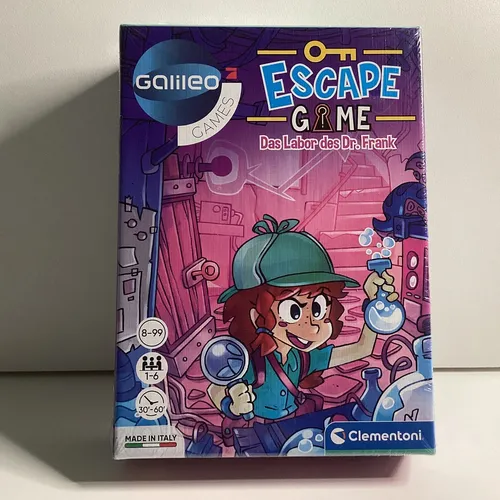 Clementoni Escape Game - Das Labor des Dr. Frank, fesselndes Rätselspiel für die ganze Familie ab 8 Jahren, fördert logisches Denken und Teamarbeit