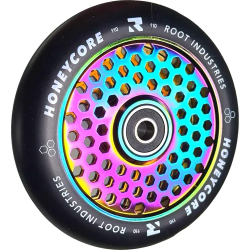 Root Industries Honeycore Stunt-Scooter Rolle 110mm Neochrome Rainbow - Cityroller & Kickboards mit leichtem Honeycore Design, nur 200g schwer, für optimale Performance beim Stunt-Scooting.
