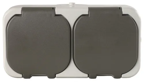 REV-Ritter Feuchtraum Aufputz Steckdose 2-fach AquaTop, IP 44, grau