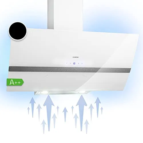 Klarstein Dunstabzugshaube 90cm, Leise Edelstahl Wandhaube - Dunstabzugshaube mit 509 m³/h Luftstrom, spülmaschinenfestem Filter und elegantem Design für maximale Effizienz und Kopffreiheit in Ihrer Küche.